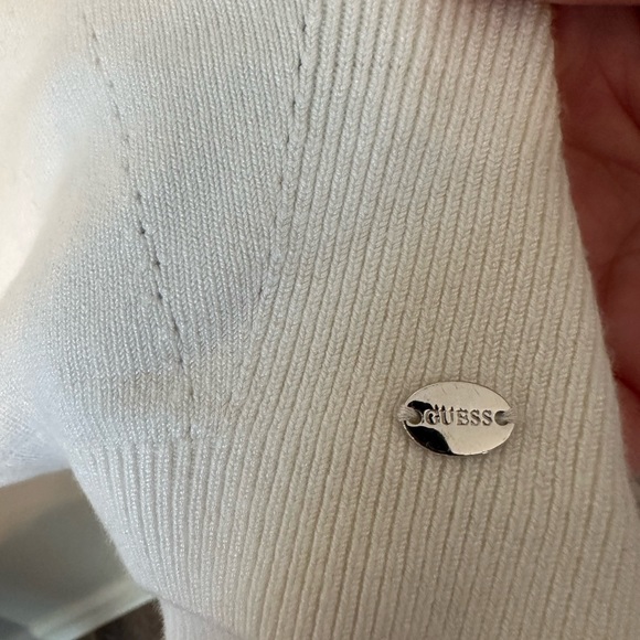 One shoulder cream colored GUESS sweater. Size small - Picture 5 of 6